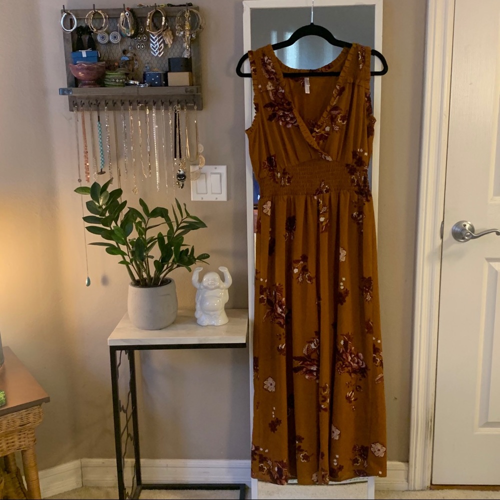 Rust Orange and Floral Jumper